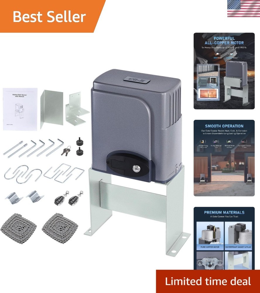 40ft Sliding Gate Motor with Two Remotes - Heavy-Duty Security Solution