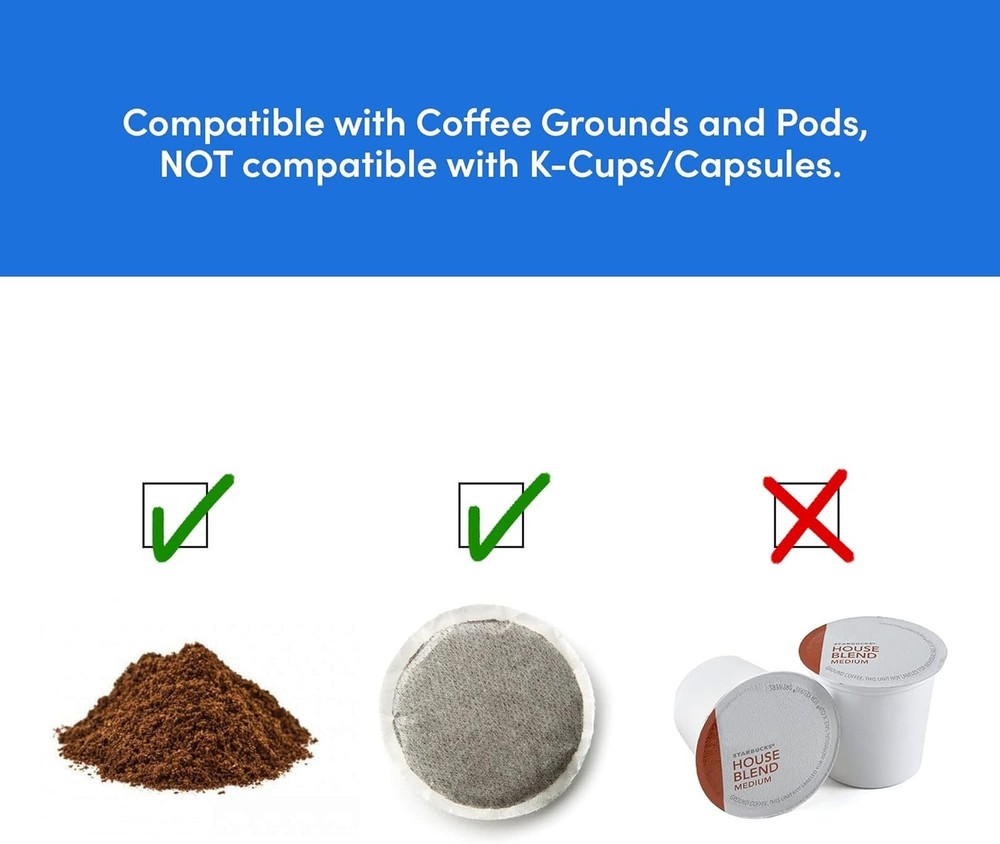 Personal Single-Serve Compact Coffee Maker Brewer Includes 14Oz. Stainless St...