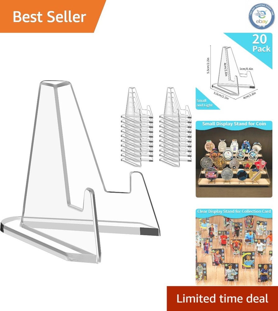 Mini Triangular Acrylic Easel Stands for Cards & Collectibles - 20 Pack