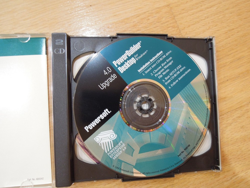 Powersoft PowerBuilder Desktop 4.0 Upgrade Windows Infobase CD Only