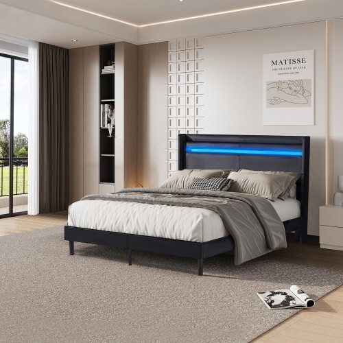 With remote control and bed changing LED light bedboard Easy to assemble