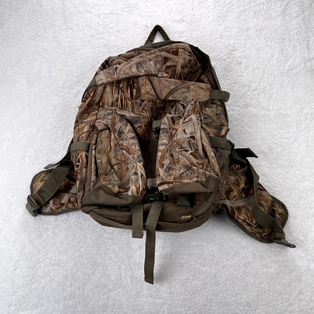 Hunting Backpack Camo Realtree Brown Adjustable Padded Straps Side Mesh Pockets