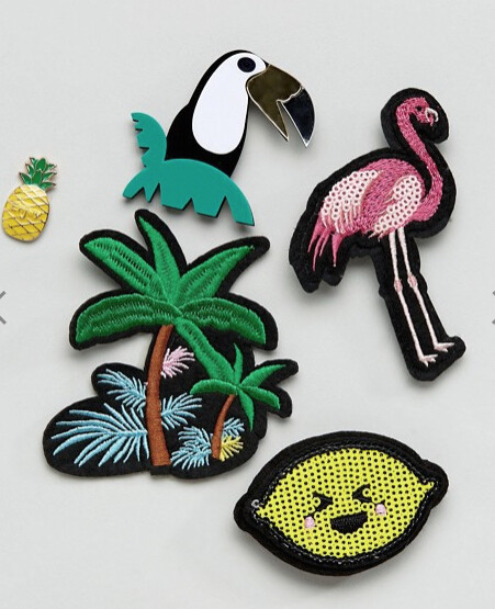 ALDO Patch & Pins set Tropical Themed
