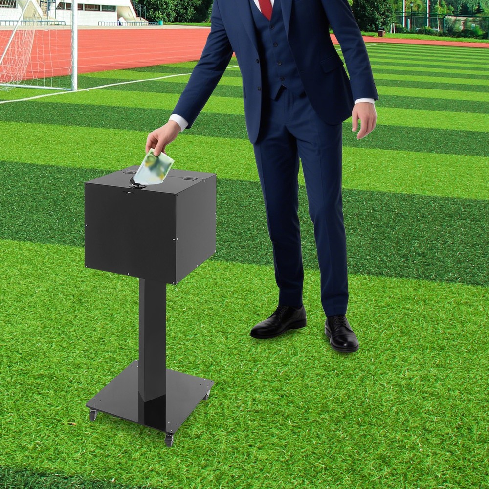 Floor Standing Donation Box with Lock, Key & Wheels for Versatile Use