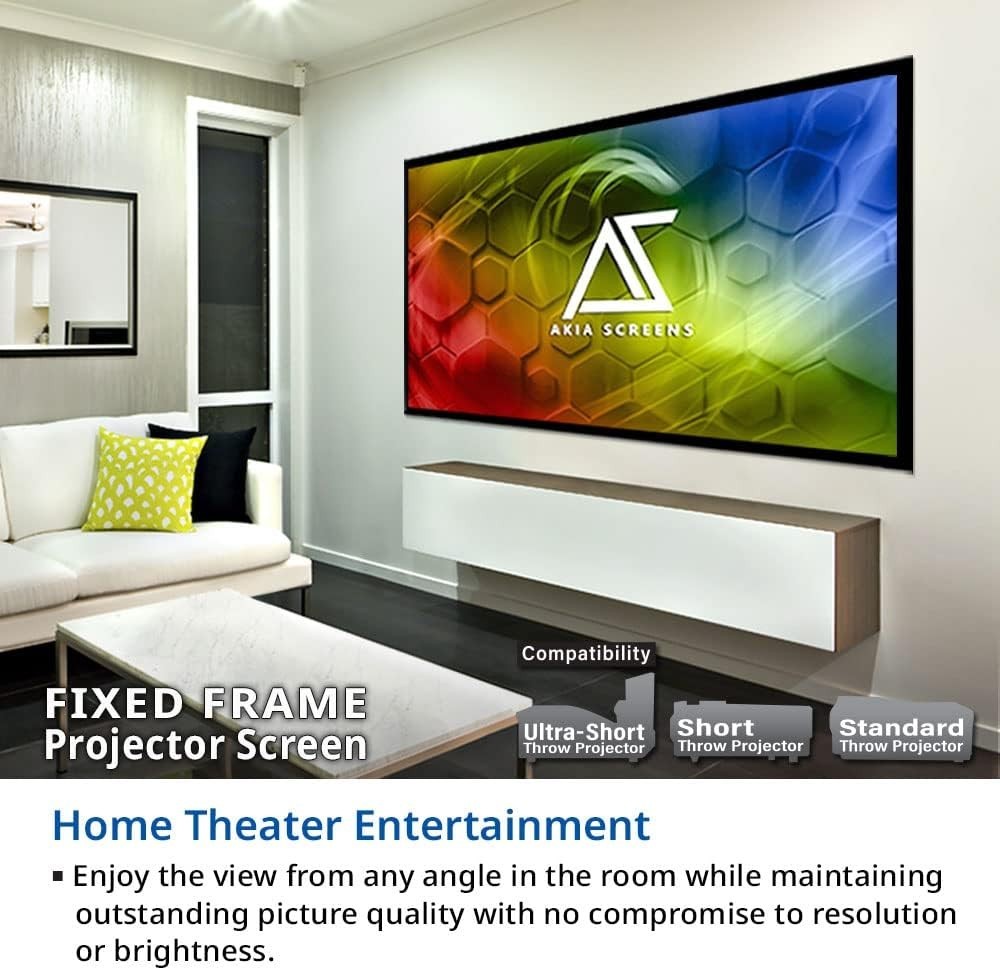 100 Inch Fixed Frame Projector Screen, 16:9, 8K / 4K Ultra HD Projector & 3D Rea