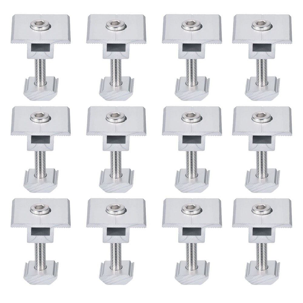 12Pc 30mm Solar Panel Middle Clamps Aluminium Solar Panel Mount Mid Clips HOT