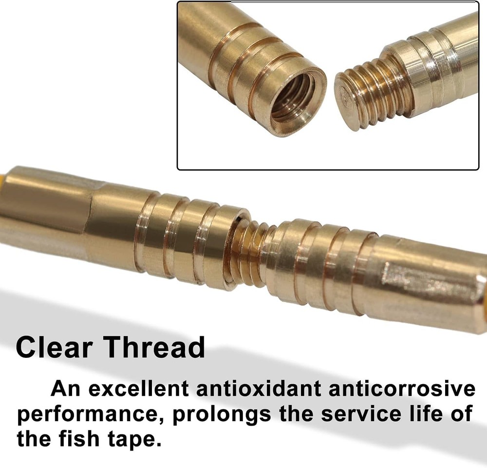 33' Fiberglass Running Electrical Wire Cable Pulling Fish Tape kit with 5 differ