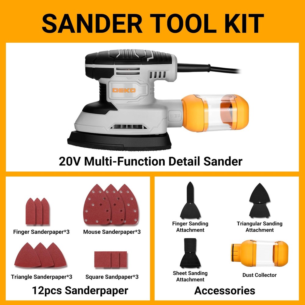 Detail Sander: 1.5A Multi-Function Mouse Sander Electric Sander Tool Corded P...