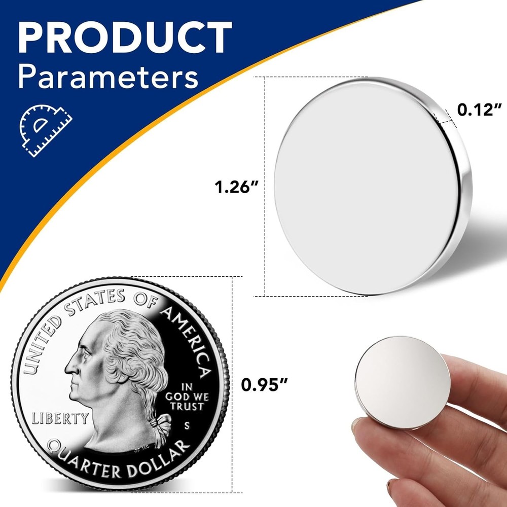 Multipurpose 1.26" Round Neodymium Magnets - 4 Pack with 18 lbs Pull Force