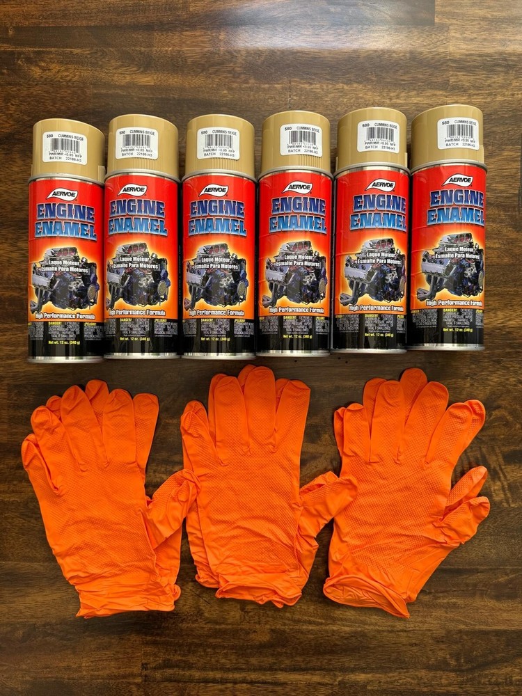Aervoe 580 Engine Enamel Paint Beige Cummins 12 Oz 6-Pack Includes 3 Gloves