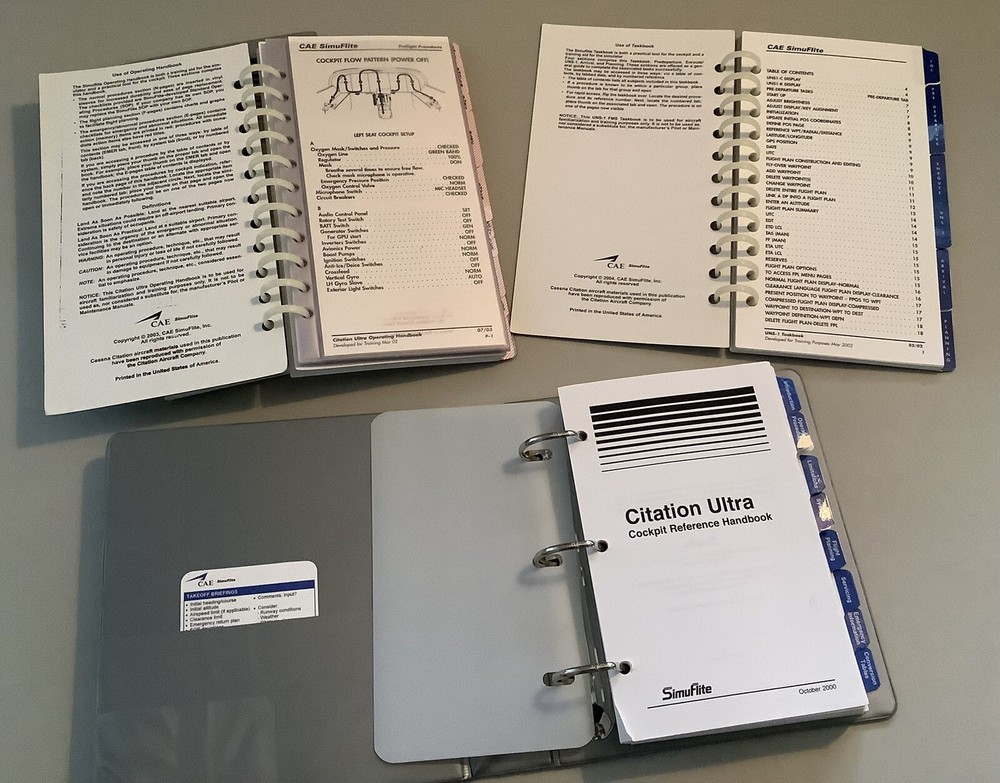 Simuflight Citation Ultra & Cockpit Ref. Handbook & Flight Management Taskbook