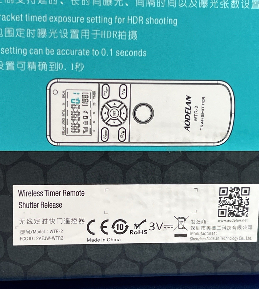AODELAN WTR-2 Wireless Shutter Release Timer Remote Control New Open Box, 2022
