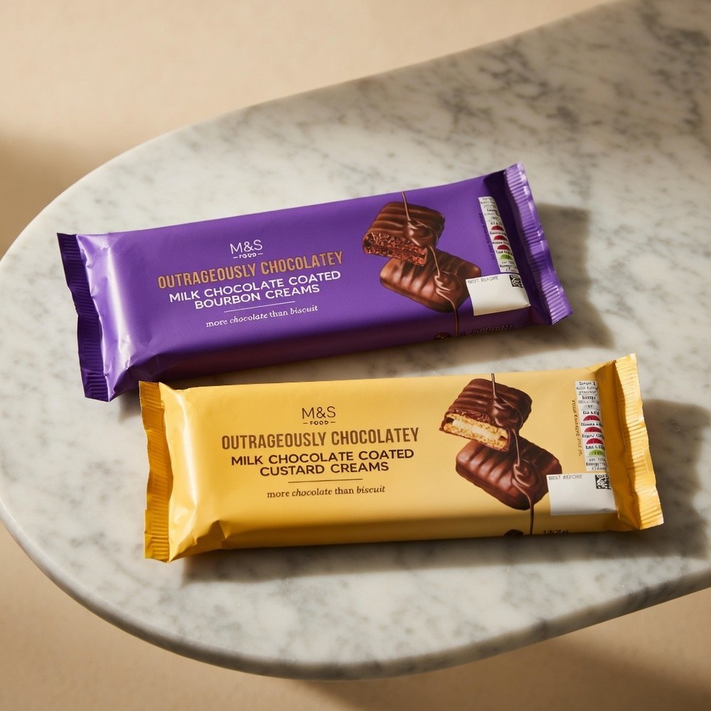 M&S Milk Chocolate Coated Biscuit Custard Bourbon, Cream Biscuits Selection