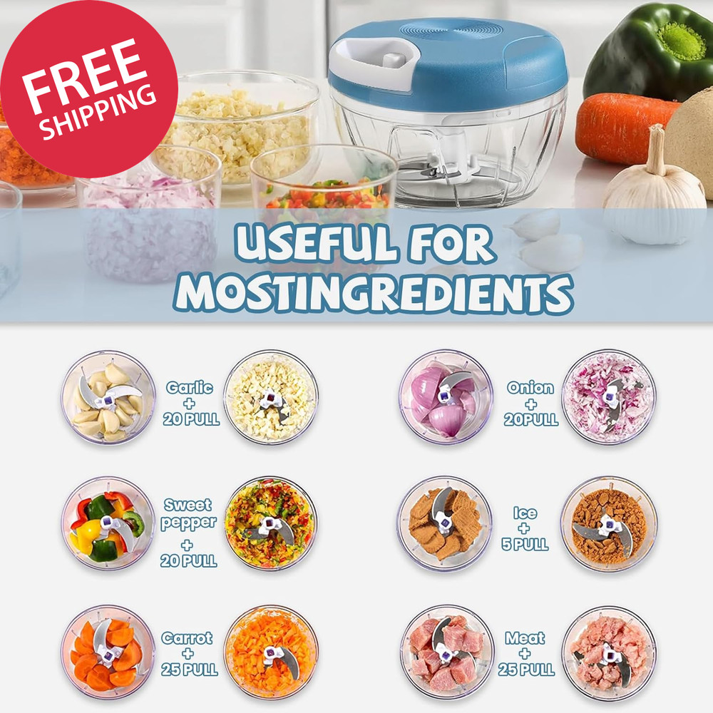 Manual Food Chopper Hand Pull String Vegetable Chopper Onion Garlic Pepper