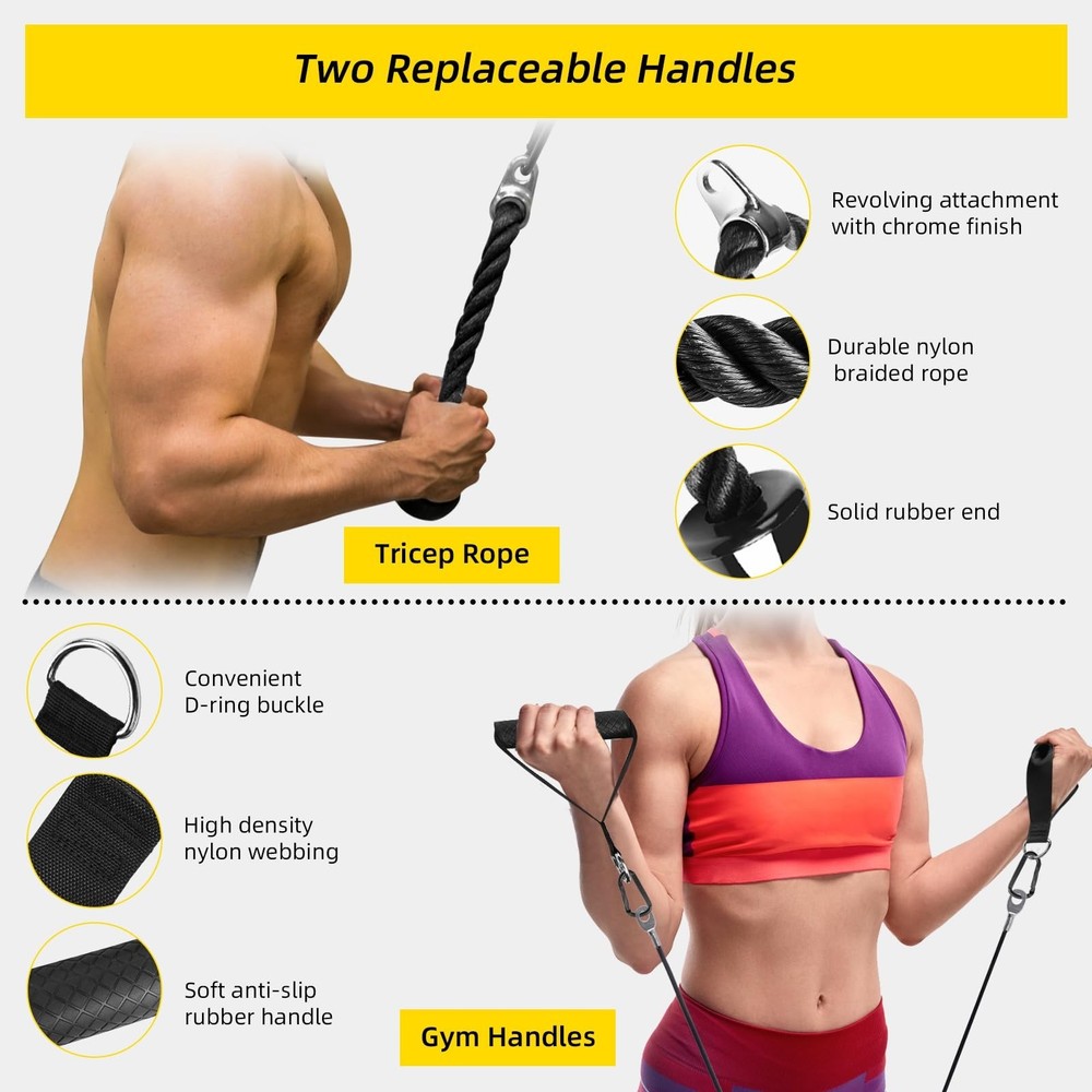 LAT Pulldown Pulley System for Home Gym Cable Machine Pulley Attachment Set P...