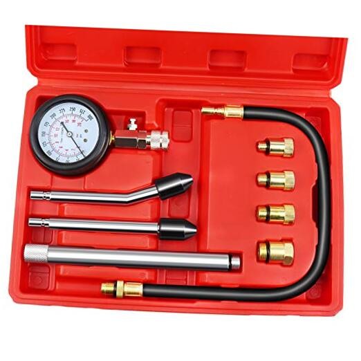 Engine Compression Tester Gauge Kit Cylinder Test Pressure Gage Tool Red Case