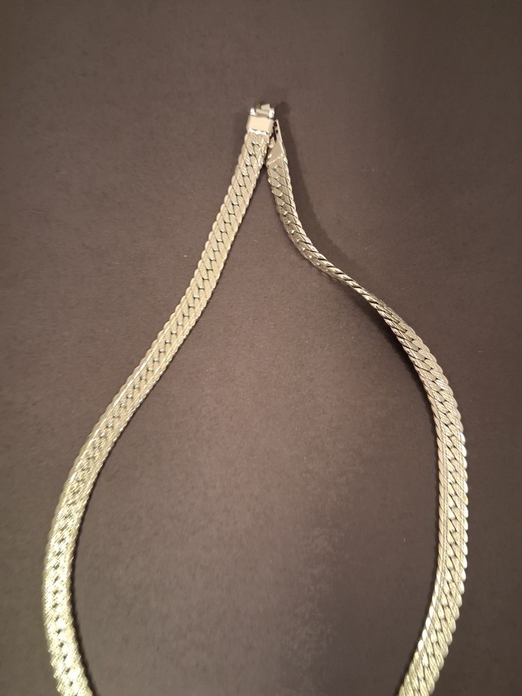 Napier Silver Tone Herringbone V Drop Necklace 18"