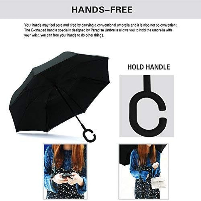 49/56 Inch Inverted Reverse Umbrella, Extra Large Double Canopy, Windproof, Wate