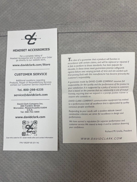 David Clark Computer Compatible Headset - USB plug. Model H-USB