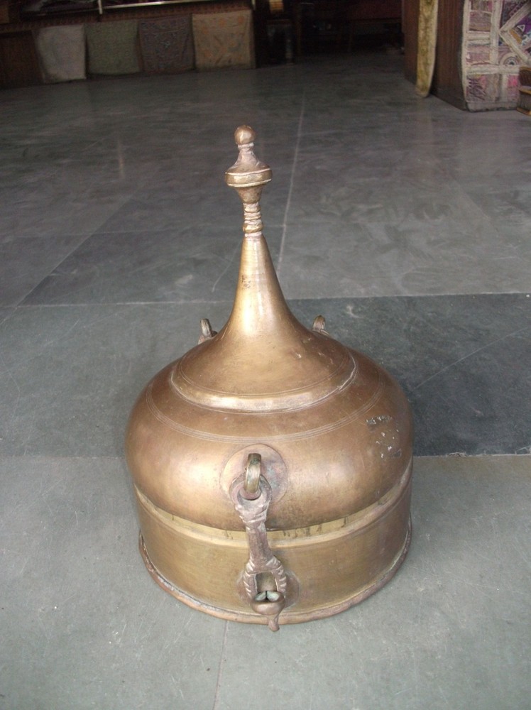 Vintage Brass Conical Shape Handcrafted Unique Shape Box, Nice Patina