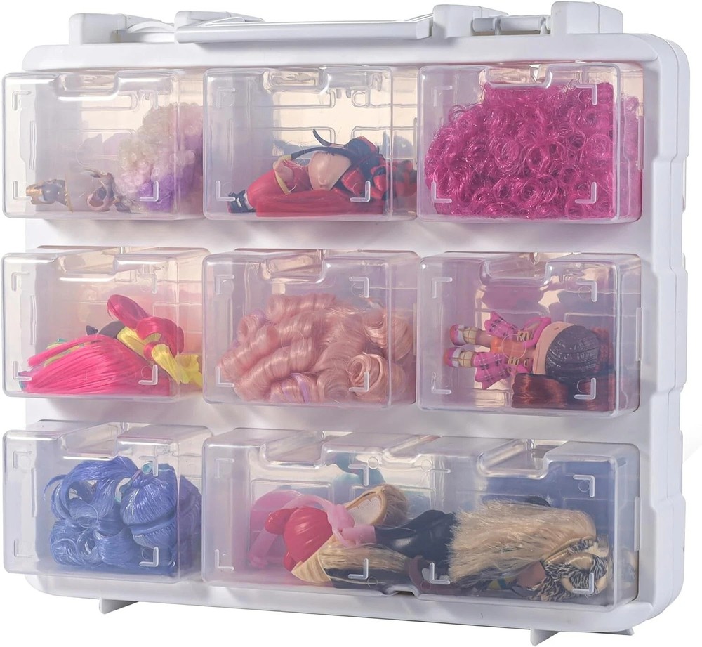 Double Sided Thread Box Storage 16 Grids Sewing Organizer Clear Plastic Threa...