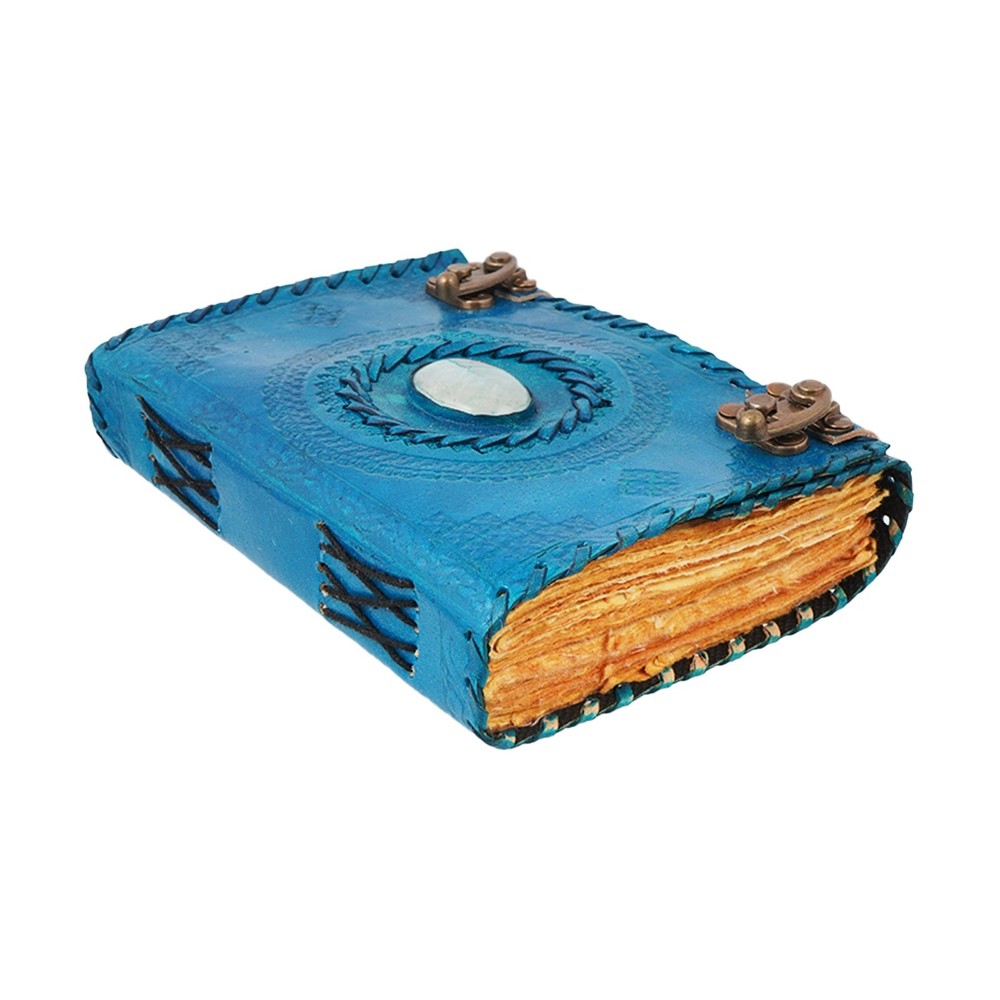 Blue Embossed Leather Journal – Handcrafted Leather Bound Notebook