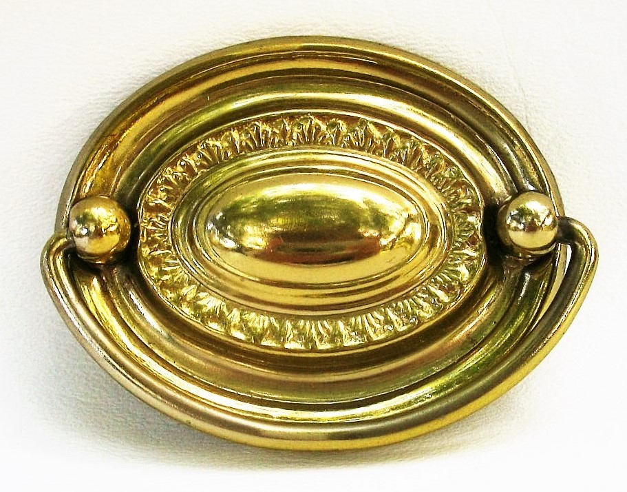 Federal Brass Hepplewhite Antique Hardware Vintage Drawer Pull Oval 2.5” Centers