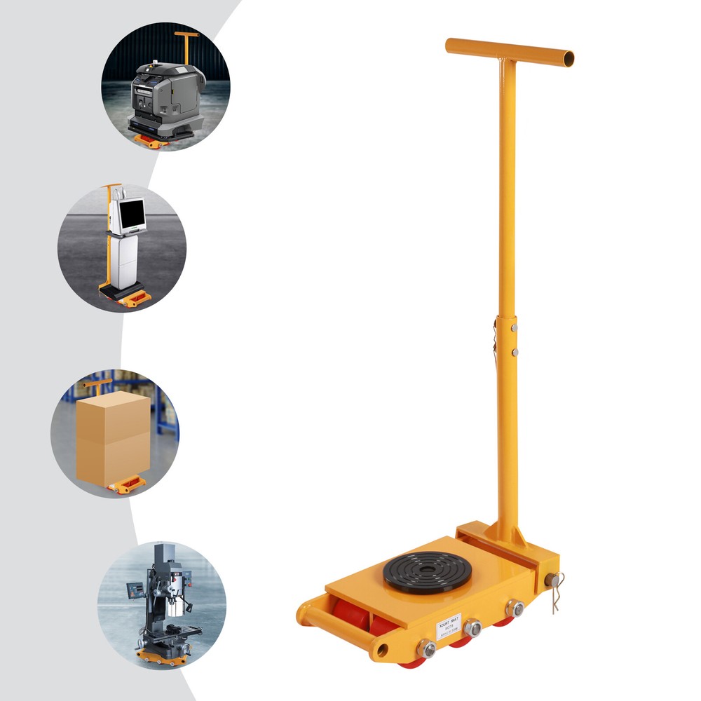 8Ton 6 PU Rollers Moving Dolly Skate Machinery Roller Mover Cargo Trolley+Handle