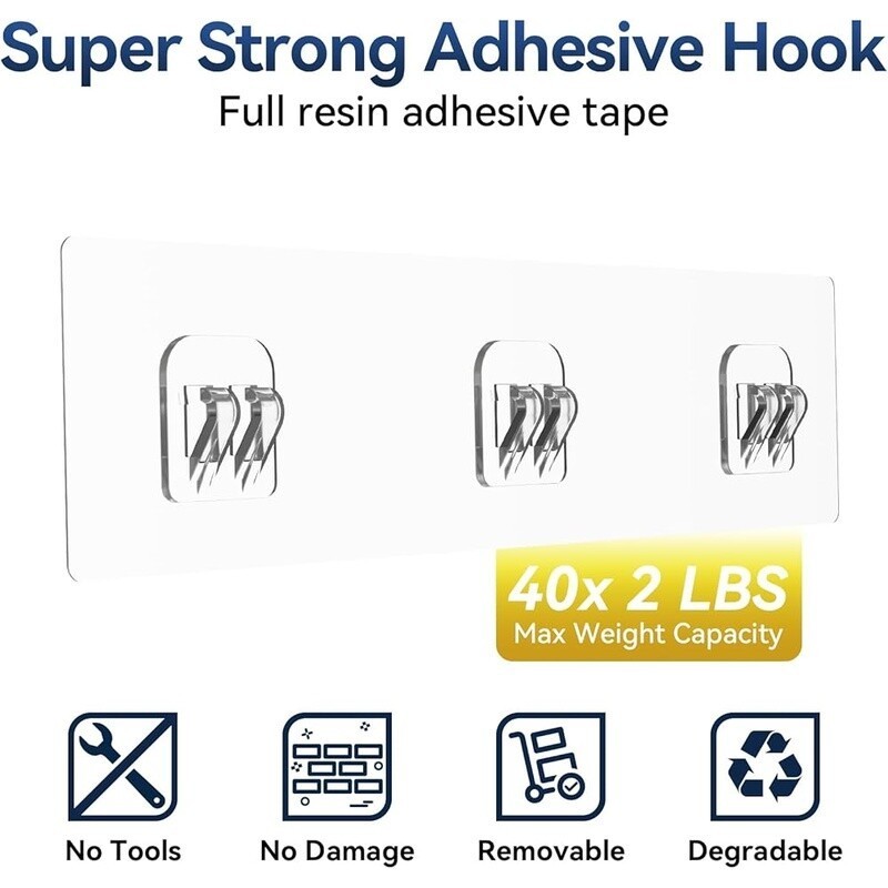 Shower Caddy Adhesive No Drill Bathroom Organizer Rustproof Shelves Hooks 2 Pack