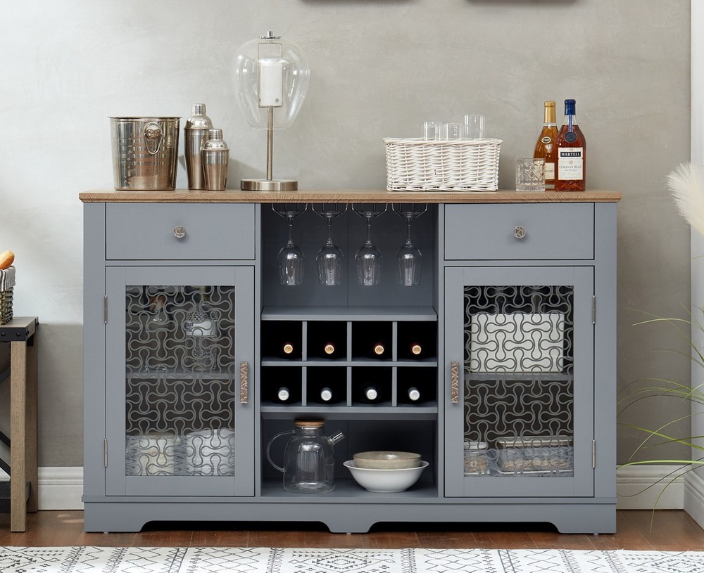 Modern Farmhouse Buffet Cabinet, Sideboard with 2 Drawers