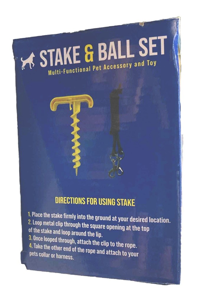 Stake & Ball Set Multi-Functional Pet Accessory And Toy or Restraint