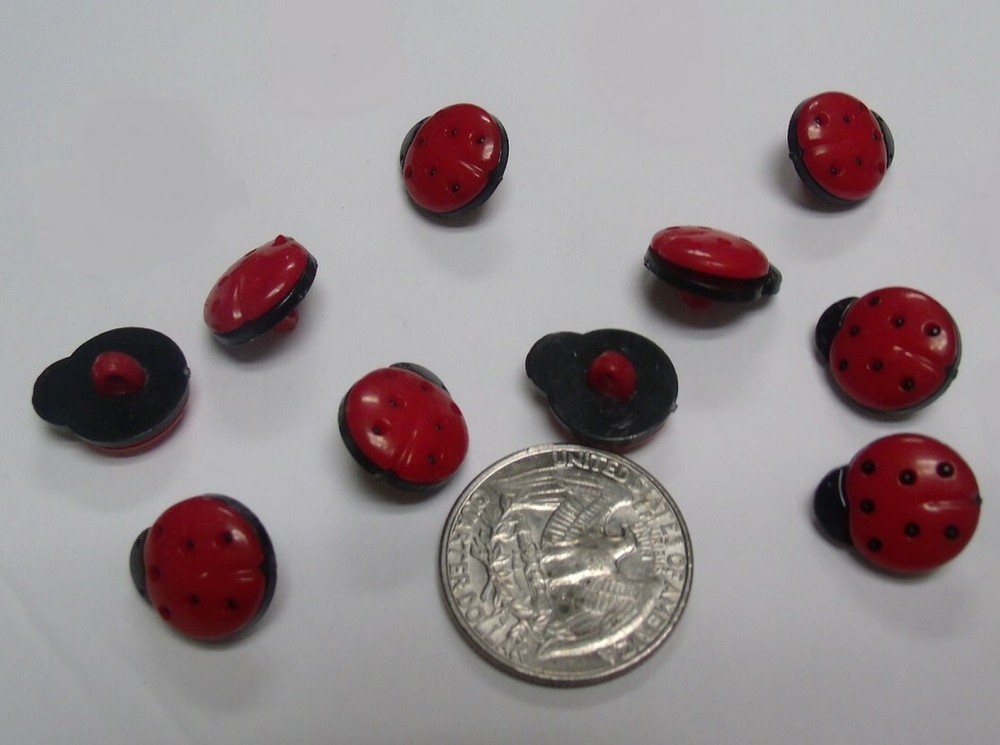 10 pcs RED LADYBUG 5/8" BUTTONS HAIRBOW CENTERS *C1*