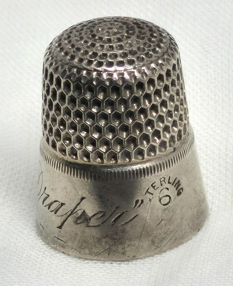 1920s Simons Brothers Sterling Silver Thimble, Ida Draper Engraved, size 6