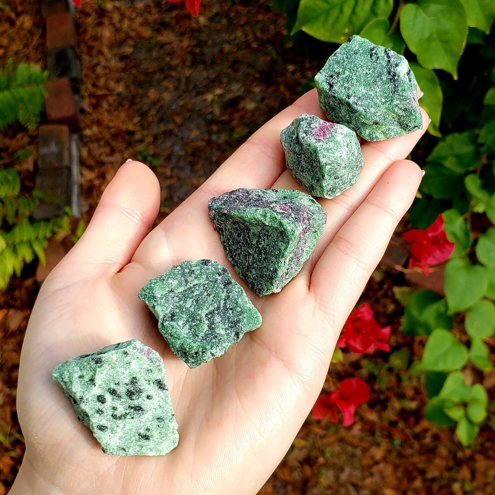 ruby zoisite rough natural crystal healing gemstones - 2pc set