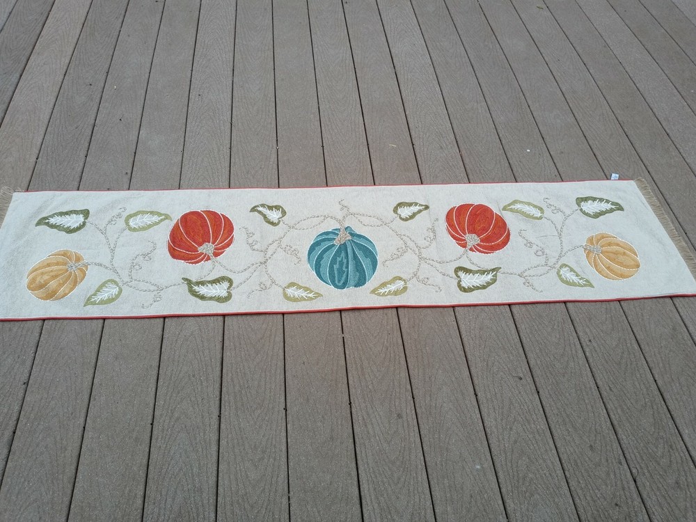 Fall Harvest Thanksgiving Table Runner 16x74 cotton 