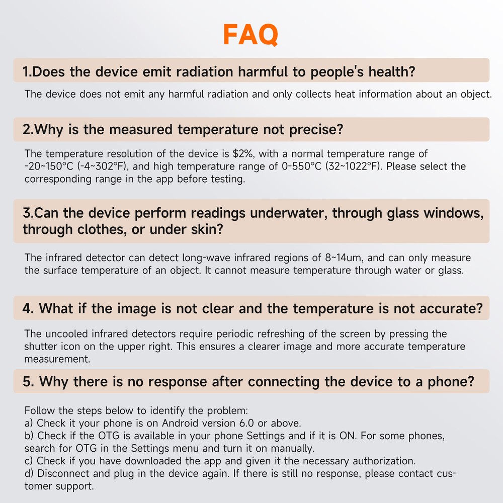 ANCEL High Resolution Thermal Camera for Android Optimized Temperature Accuracy