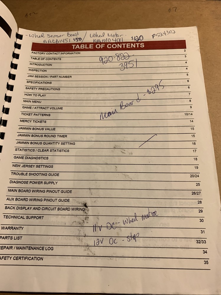 original arcade game owners manual Jam Session Bay Tek