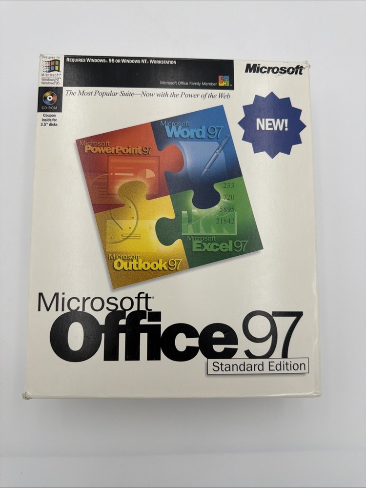 Microsoft Office 97 Standard Edition Complete Big Box CD-ROM Windows 95 NT