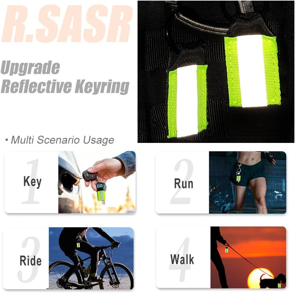 6 Pack Extra Reflective Patch Hook Fastener for Safety (Green)