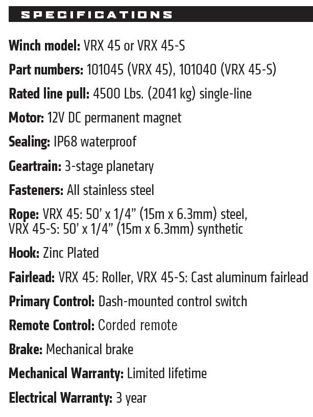 WARN VRX 4500 UTV WINCH KIT 2019 KYMCO UXV 700i