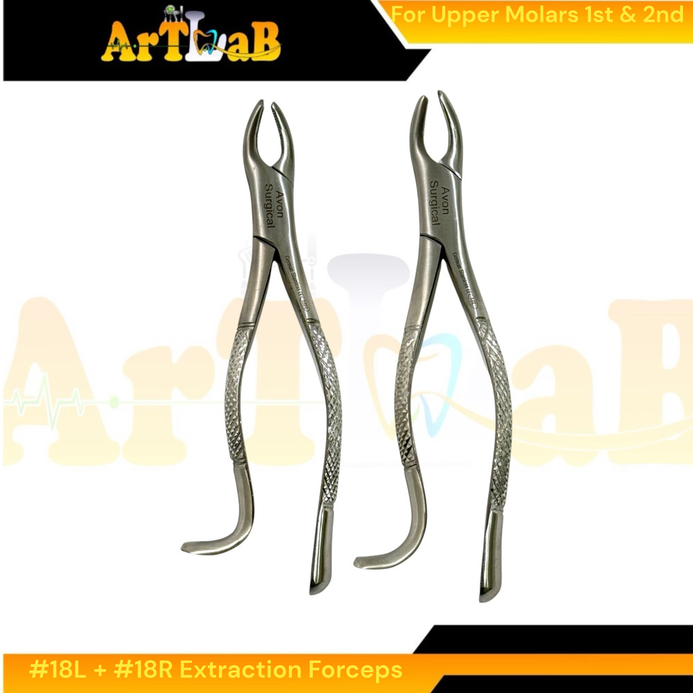 2PK - Upper Molar 1st & 2nd Extraction Forceps, Left & Right #18L + #18R