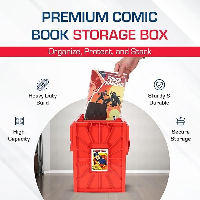 Short Comic Book Bin | Holds 150 Comics | Stackable Plastic Storage | Acid-Fr...
