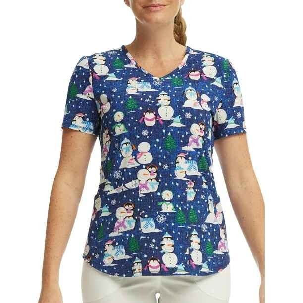 Scrub Star Women's Penguin Playtime Top-Medium-NWT