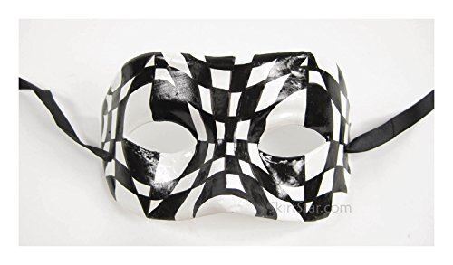 Black & White Check Eye Mask - Costume Accessory - One Size