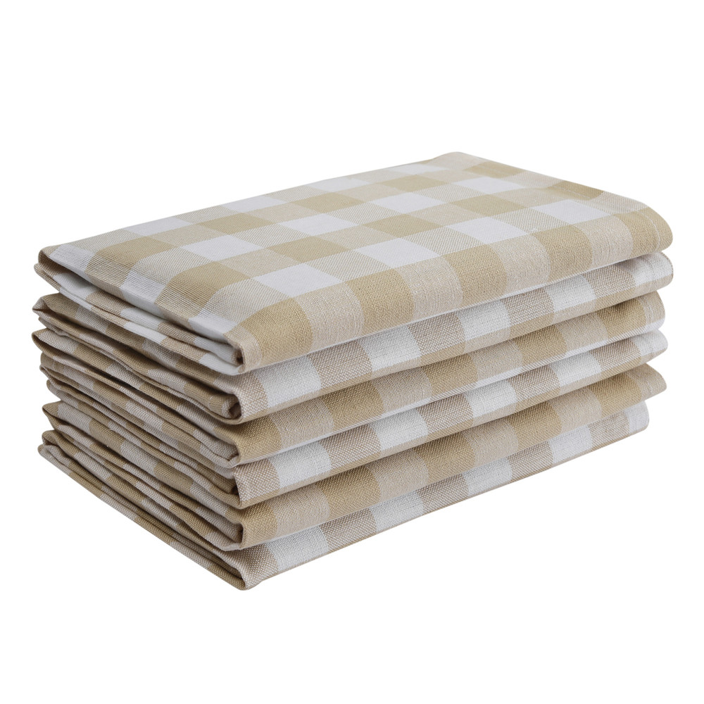 Cotton Napkins Checkered Beige & White 6/pack