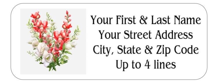 150 Snapdragons Flowers Mailing Return Address Labels Personalized