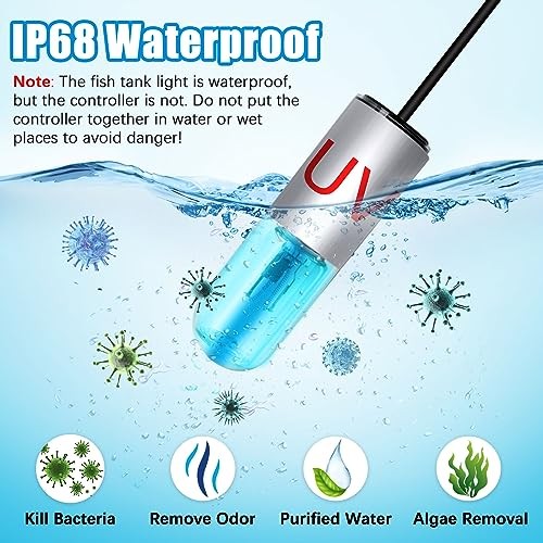 Aquarium Clean Light，3W Mini Algae Removal Light with Timer,Aquarium Water