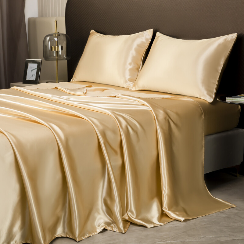 Satin Silk For Bedding Flat Bed Sheet / Pillowcase / Flat Sheet Queen/King Bed