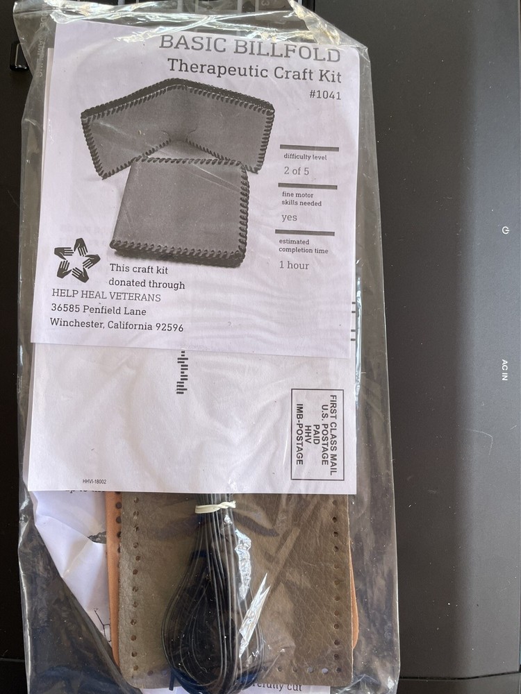 Help Heal Veterans Leather Basic Billfold Wallet Therapeutic Craft Kit 1041