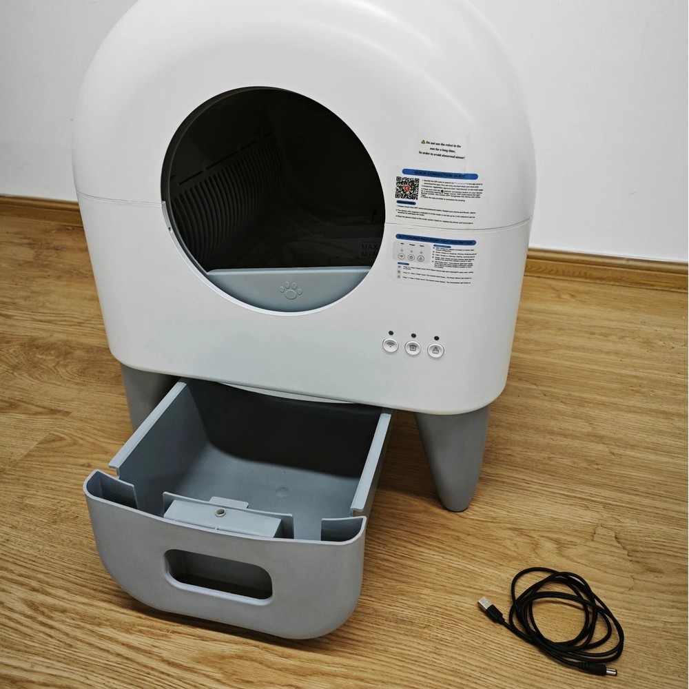 Used 95L Automatic Cat Litter Box, APP Control, Odor Control, Safety Sensor